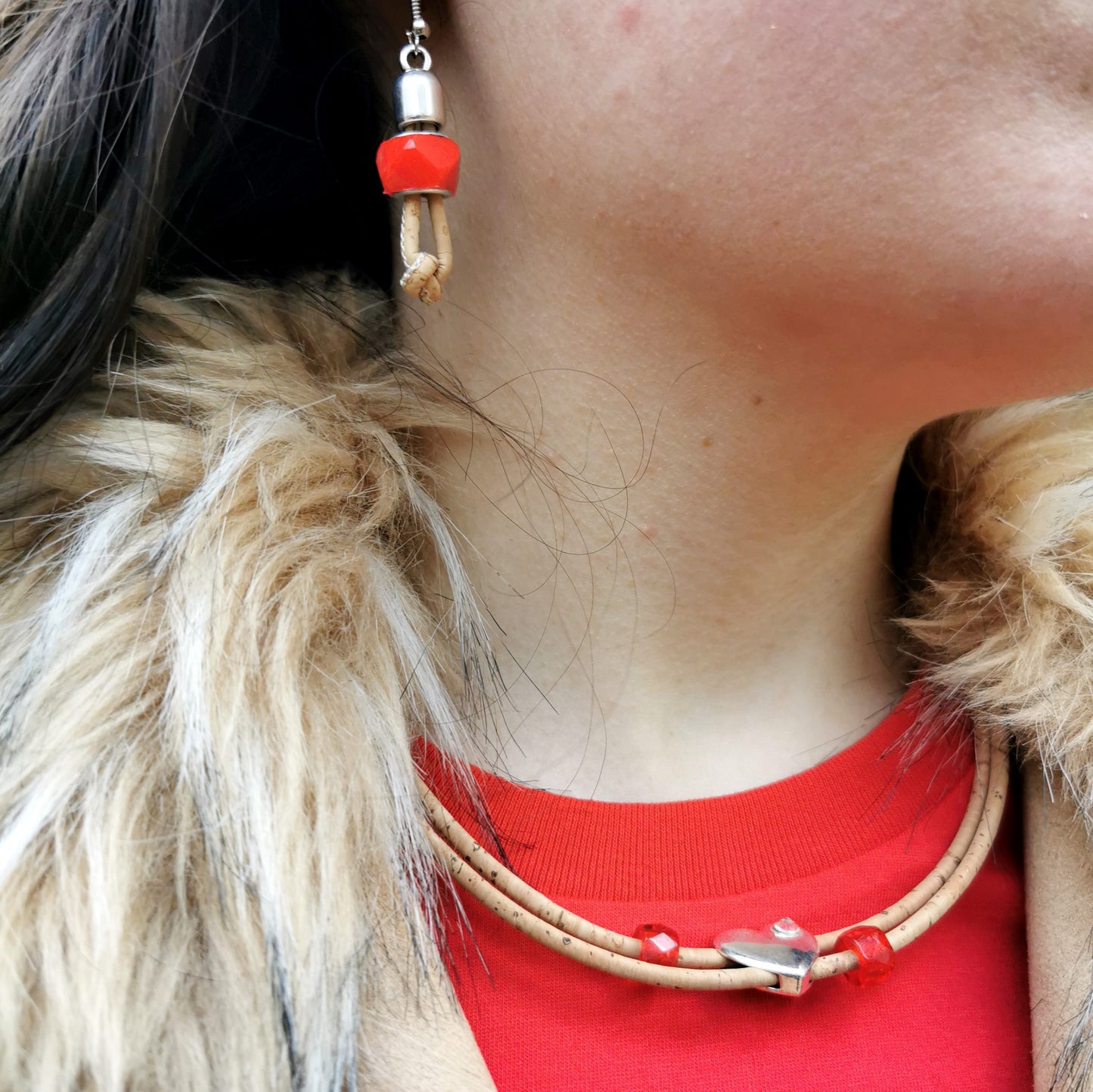 viana heart cork necklace