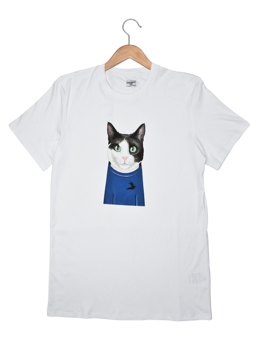 Serenity Cat Pima Cotton T-Shirt: Stylish and Sustainable T-Shirt with Cute Cat Design