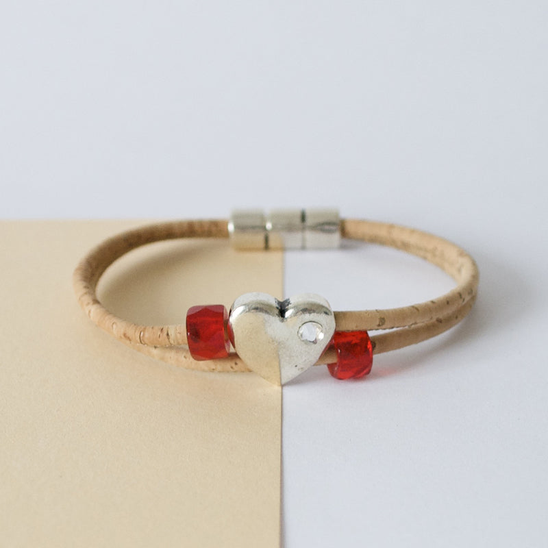 cork heart bracelet