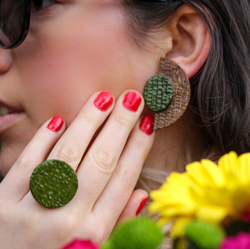 half moon banana fibre earrings