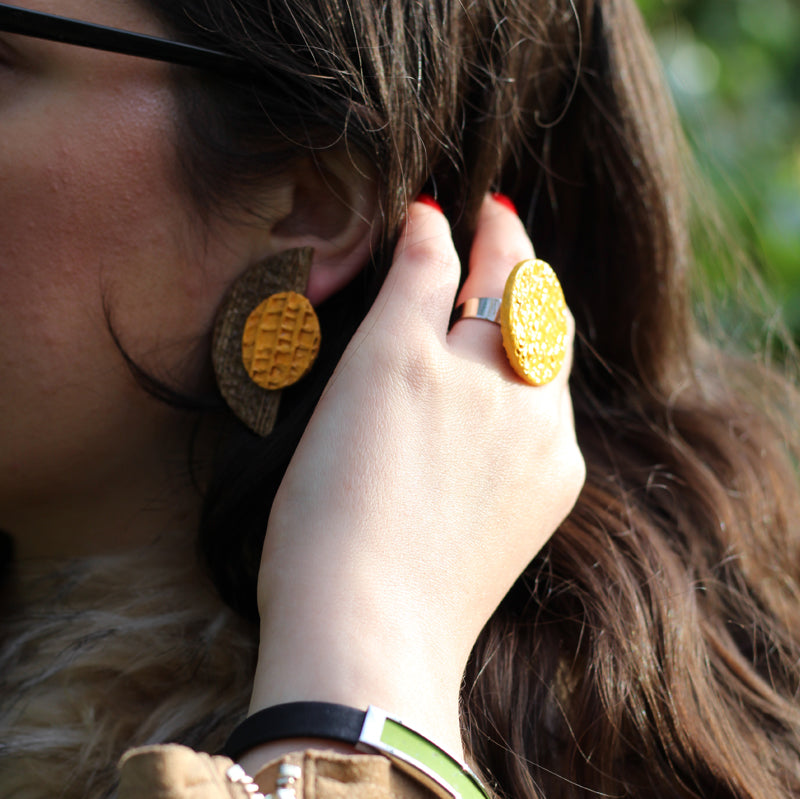 half moon banana fibre earrings