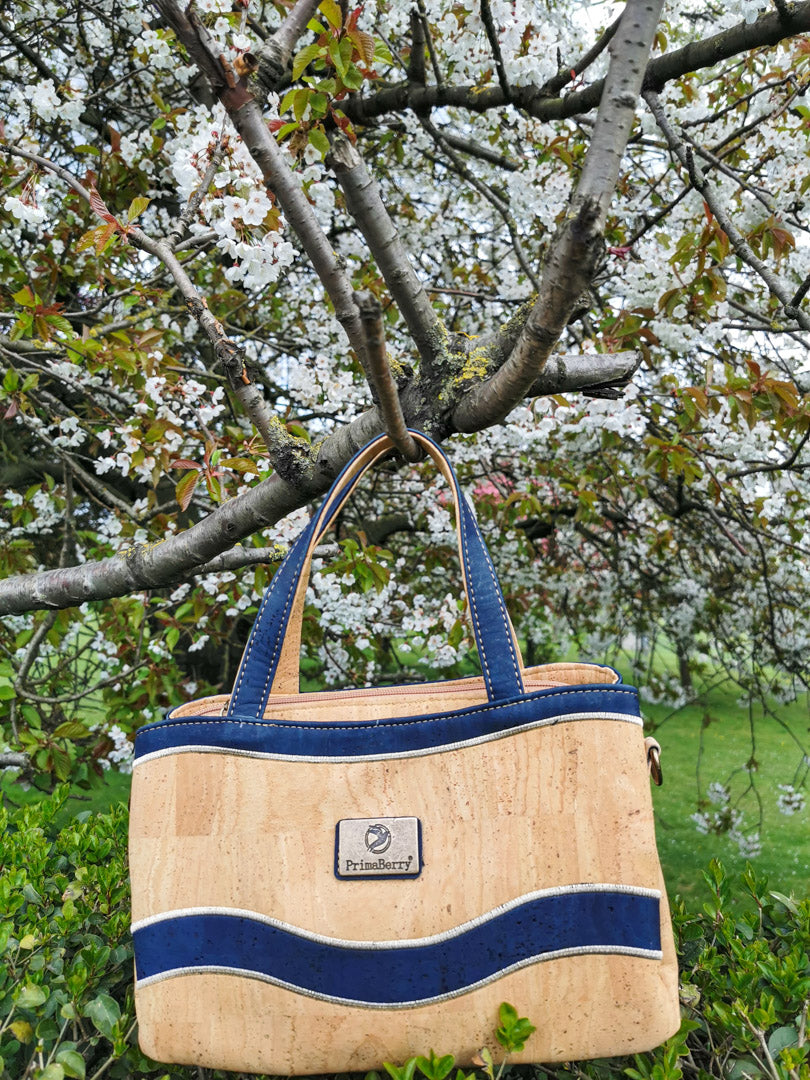 Sea Blue Cork Handbag: Sustainable and Stylish Bag Made from Premium Cork