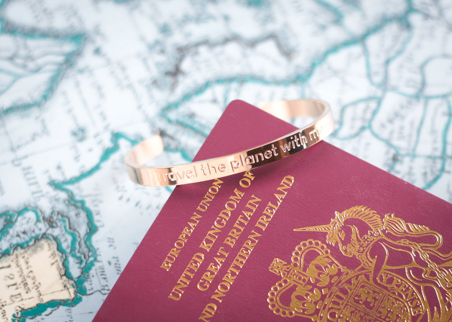 Travel the Planet with Me: Stainless Steel Bracelet with Engraved Message for Travel Enthusiasts