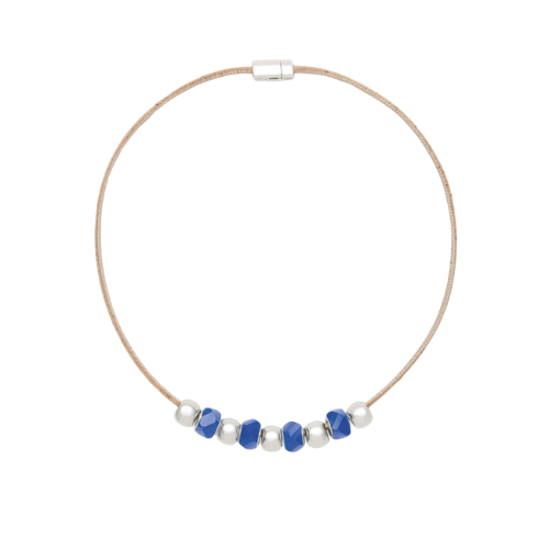 Algarve Blue and Silver Cork Necklace
