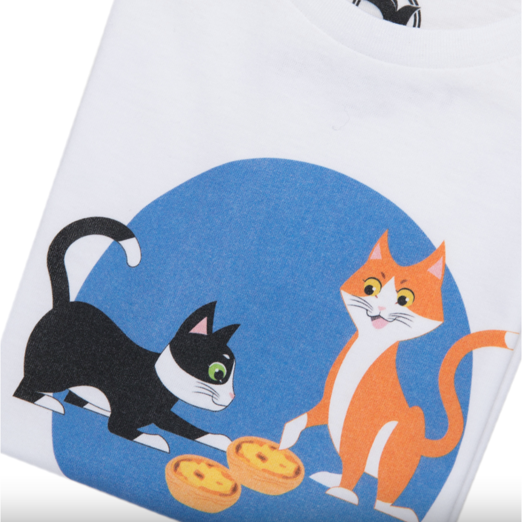 Custard Tarts &amp; Cats T-Shirt: Eine modische und nachhaltige Art, Portugal zu feiern. Weiß