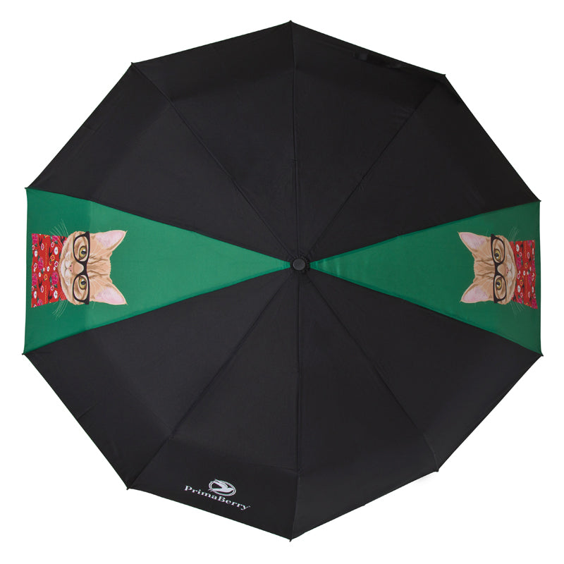 Fashionista Cat faltbarer Regenschirm: Stilvoller und kompakter Regenschirm mit lustigem Katzendesign