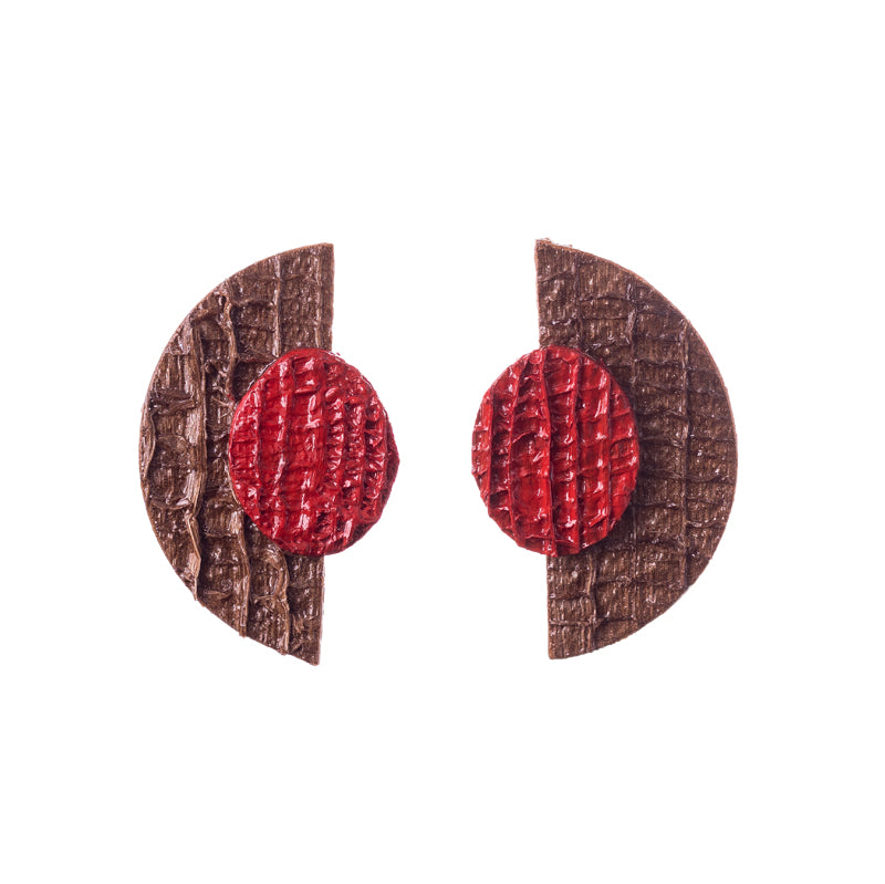 Raspberry Moon Half Red Half Moon Earrings: Stylish and Statement Earrings Made from Banan ...