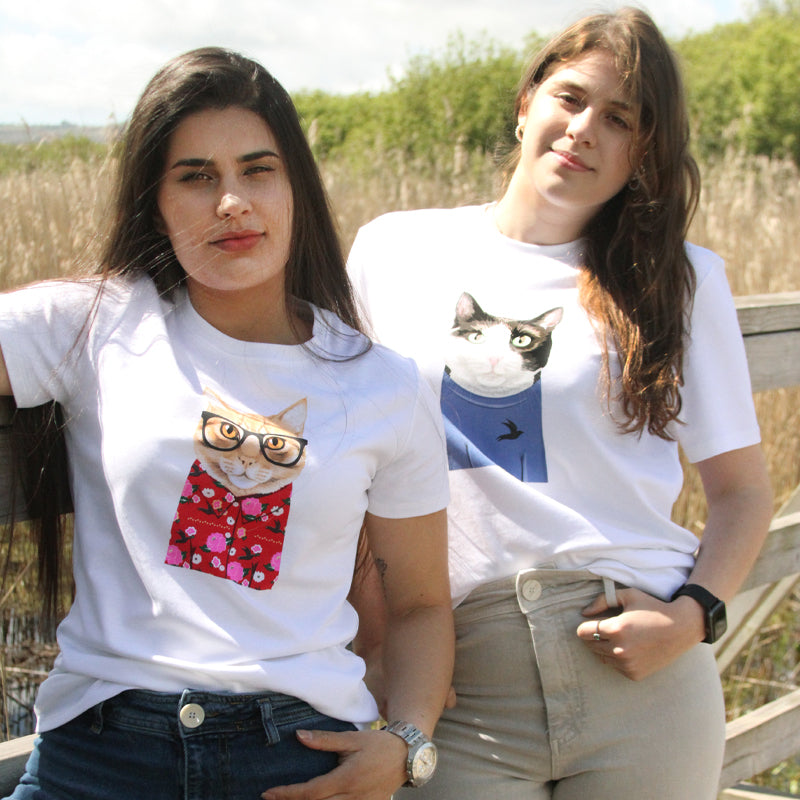 Viana Cat Pima Cotton T Shirt Stylish and Sustainable T Shirt with Cute Cat Design