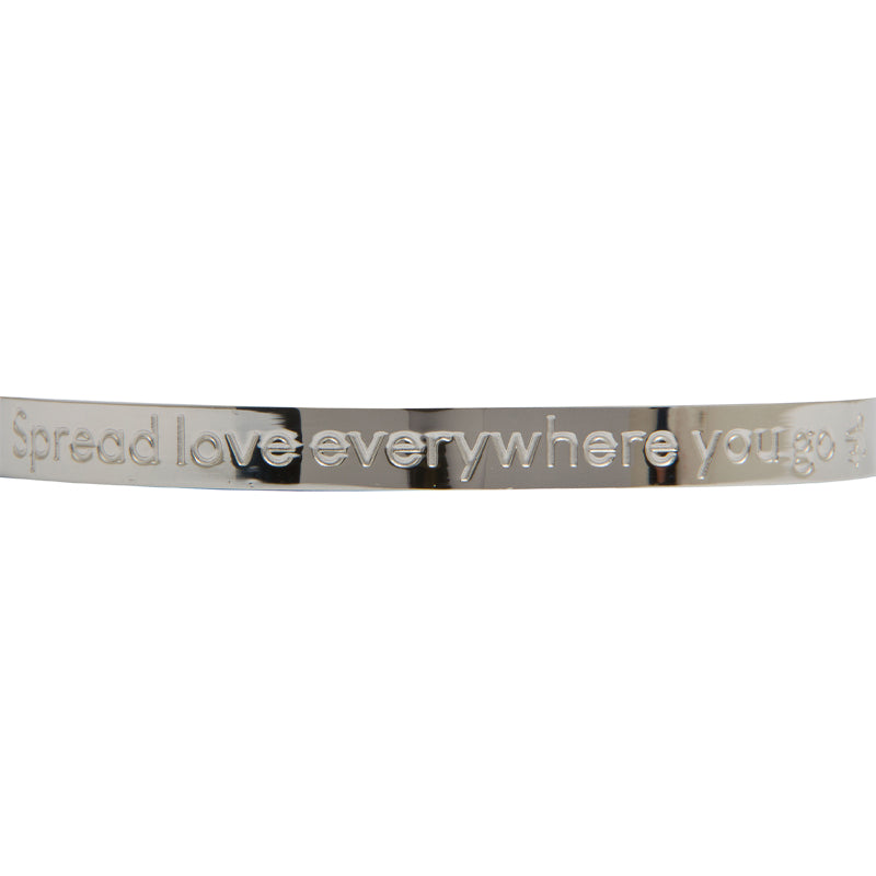 spread love unisex stainless steel silver bracelet
