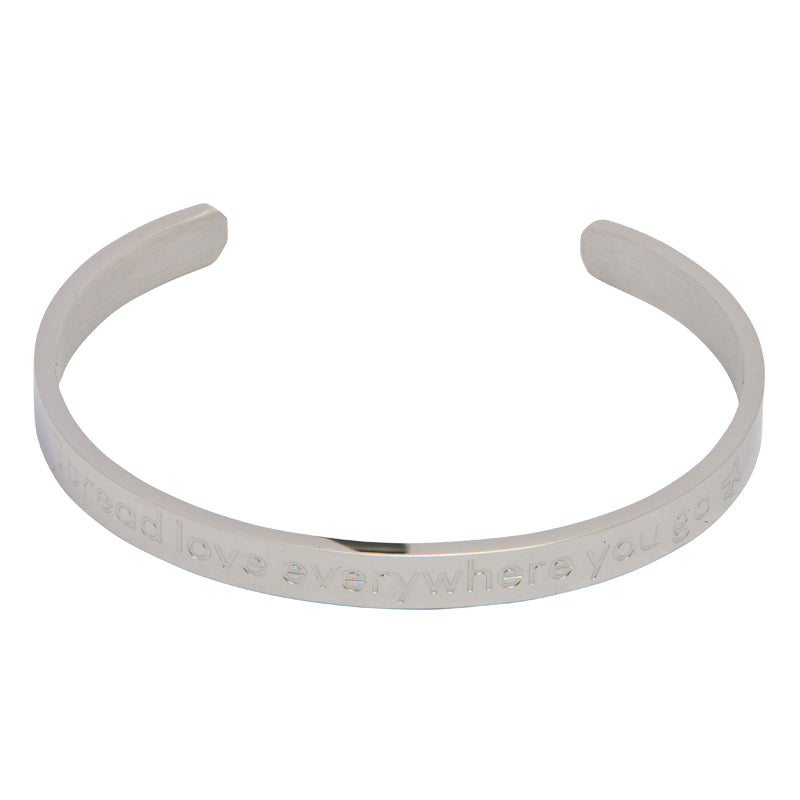 spread love unisex stainless steel silver bracelet