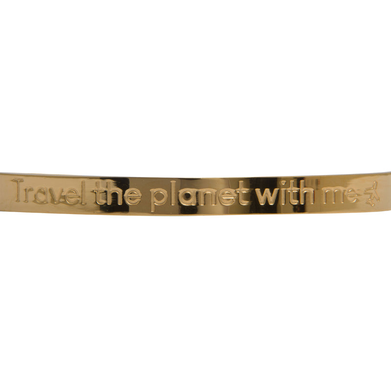 travel the planet unisex stainless steel gold bracelet