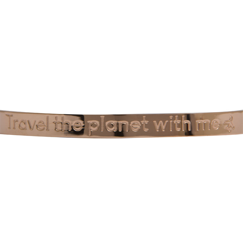 travel the planet unisex stainless steel rose gold bracelet