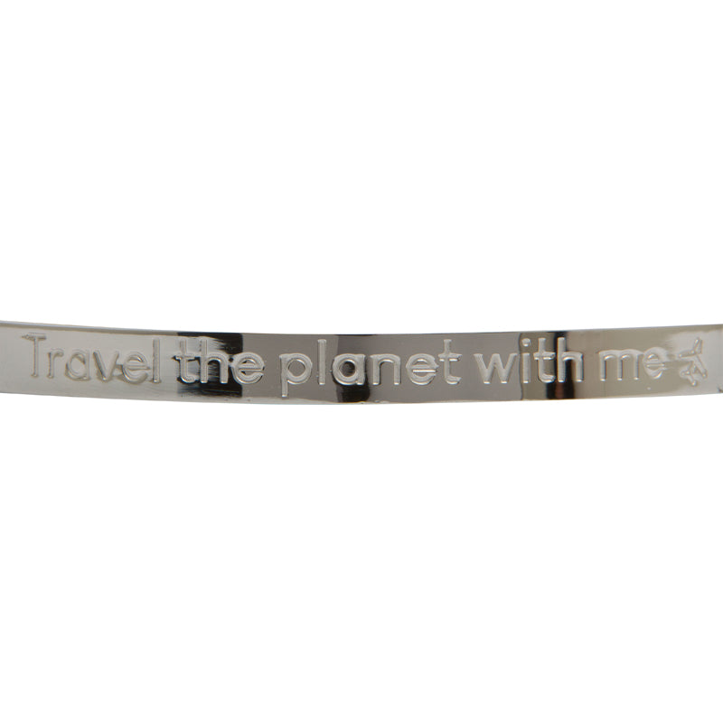 travel the planet unisex stainless steel silver bracelet